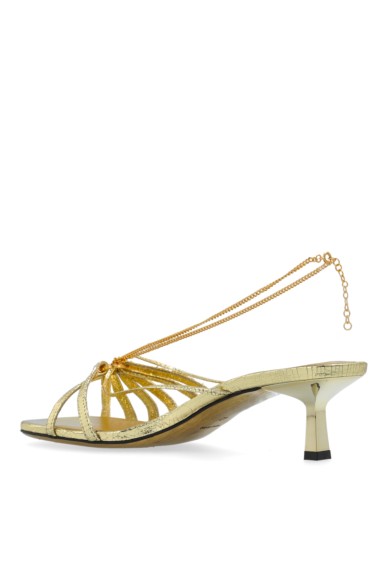 【送料&関税込】Golden Goose Heeled Sandals nico Golden Goose Nico Strappy Metallic Ankle-Chain Sandals